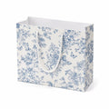 Borsa regalo in carta 26 x 12 x 32 cm bianco/blu con manici in corda stile floreale