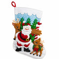 Calza natalizia 45 cm in feltro multicolore da appendere con Babbo Natale e renne