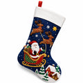 Calza decorativa natalizia 45 cm in feltro blu con applicazioni festive da appendere