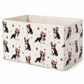 Contenitore portaoggetti 38 x 28 x 25 cm in tessuto beige con stampa cani pieghevole
