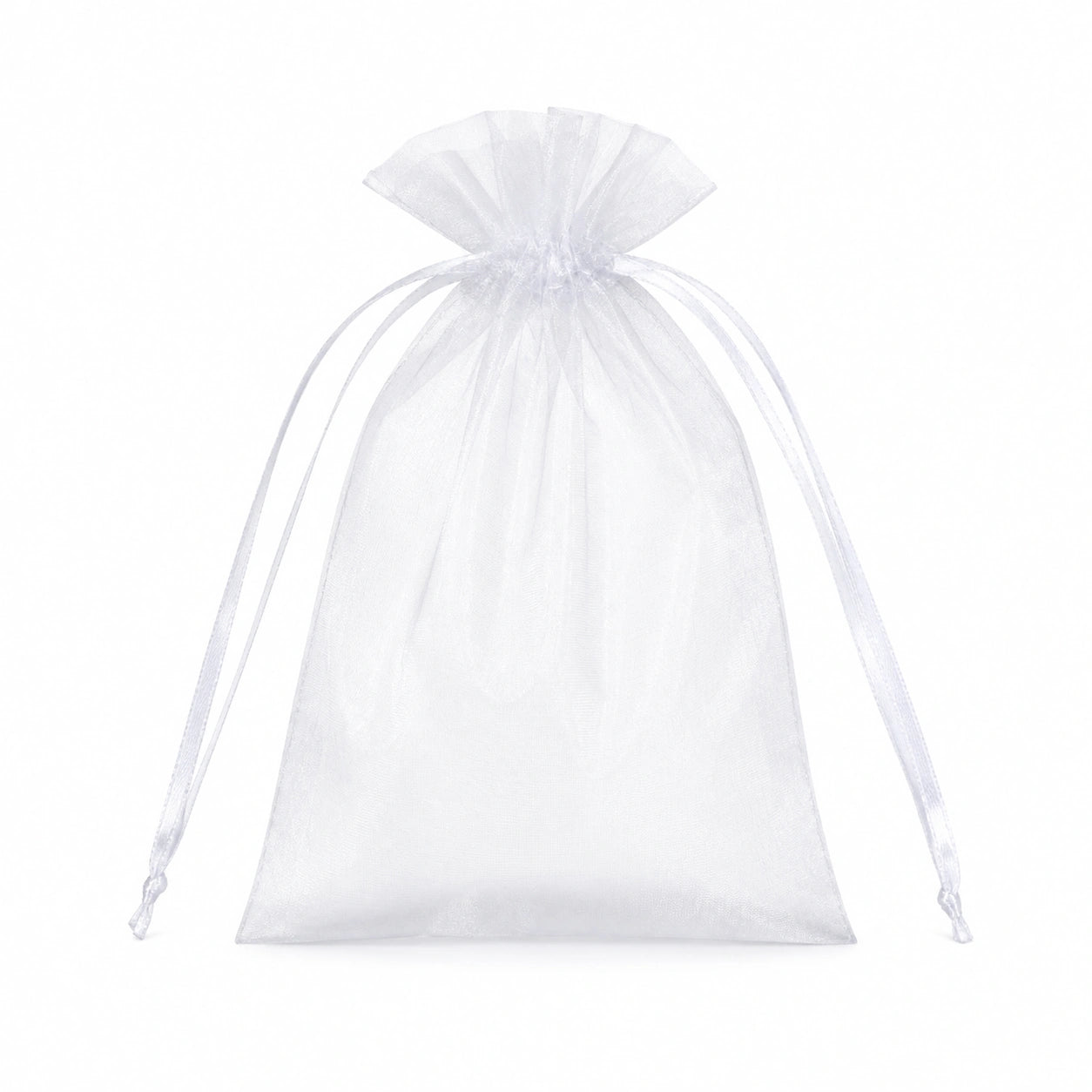 Sacchetto regalo in organza 10 x 15 cm bianco con chiusura a coulisse