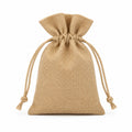 Sacchetto regalo 15 x 10 x 20 cm in juta beige con chiusura a coulisse stile rustico