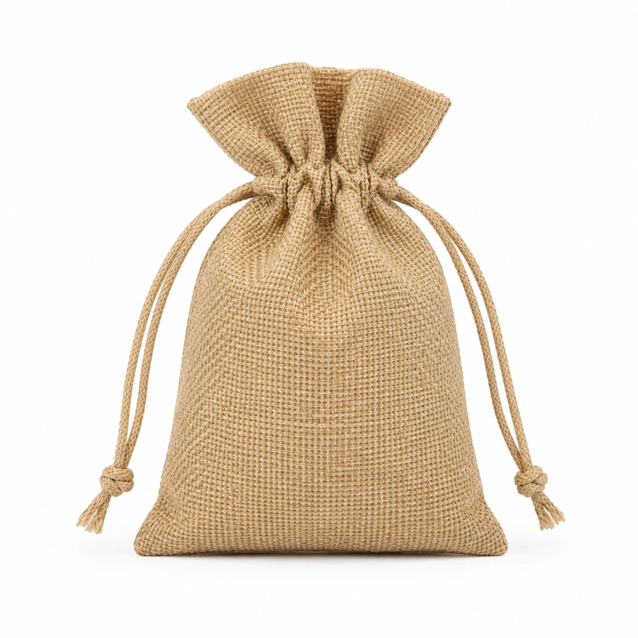 Sacchetto regalo 15 x 10 x 20 cm in juta beige con chiusura a coulisse stile rustico