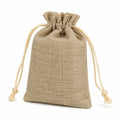 Sacchetto regalo 15 x 10 x 20 cm in juta beige con chiusura a coulisse stile rustico
