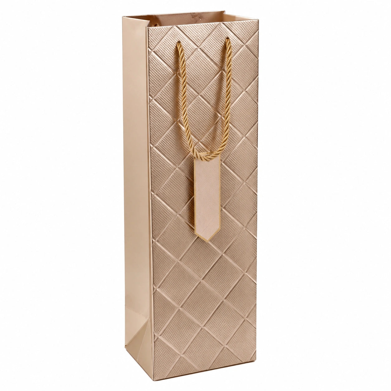 Sacchetto regalo 12 x 10 x 35 cm in carta beige con manici in corda stile elegante