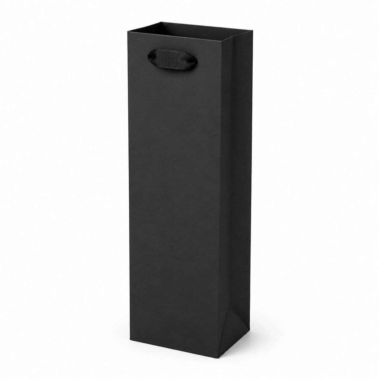 Borsa portabottiglie 12 x 12 x 40 cm in tessuto nero con manici - stile minimalista