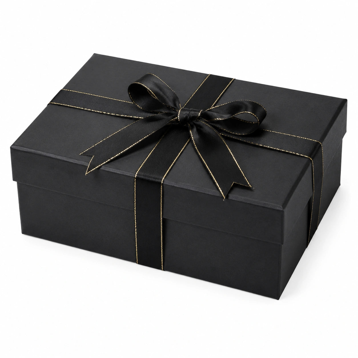 Scatola regalo 30 x 22 x 10 cm in cartone nero con nastro decorativo stile elegante