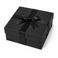Scatola regalo quadrata 25 x 25 x 10 cm in cartone nero con nastro satinato - confezione decorativa con coperchio