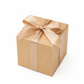 Scatola regalo 20 x 20 x 20 cm in cartone kraft beige con nastro in raso stile elegante