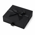 Scatola regalo 20 x 20 x 8 cm in cartone nero con nastro decorativo stile elegante