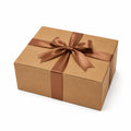 Scatola regalo 30 x 20 x 10 cm in cartone marrone con nastro in raso - rettangolare con coperchio